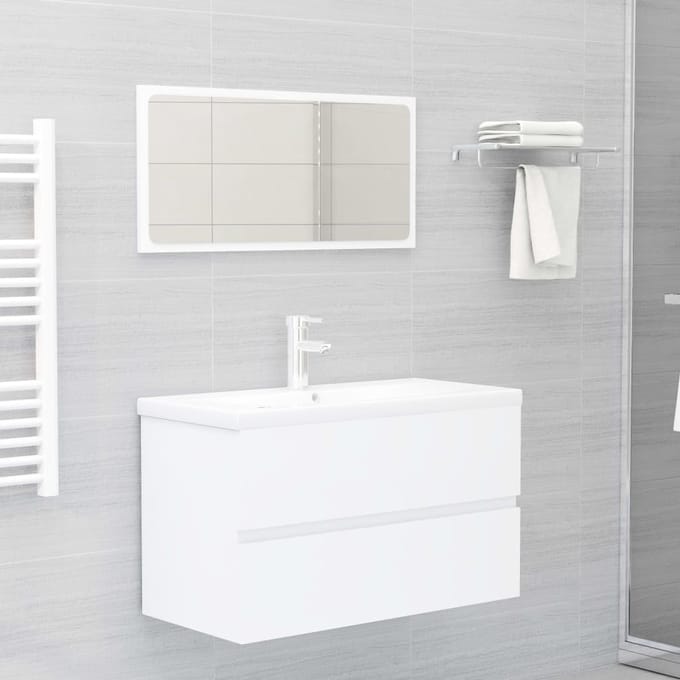 vidaXL - Wastafelkast - met - ingebouwde - wastafel - spaanplaat - wit