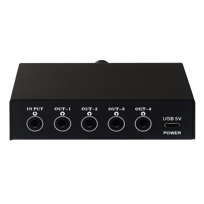 LYNEPAUAIO B064 1 in 4 uit Audiosignaalverdeler Stereosignaalbron Audiosplitter Verliesloos 3.5mm Interface zwart