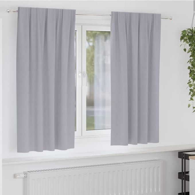 vidaXL - Blackout - Gordijnen - met - Ringen - 2 - st - Metaalgrijs - 175 - x - 140 - cm