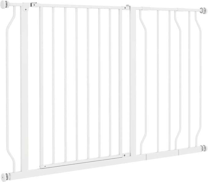 PawHut tweezijdig - openend klemsysteemhekje - staal - 115x76 cm - wit