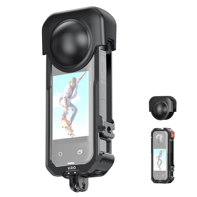 Cage Caméra Panoramique Alliage d'Aluminium Cage Vidéo Caméra avec Doubles Supports Griffe Froide Objectif en Silicone noir
