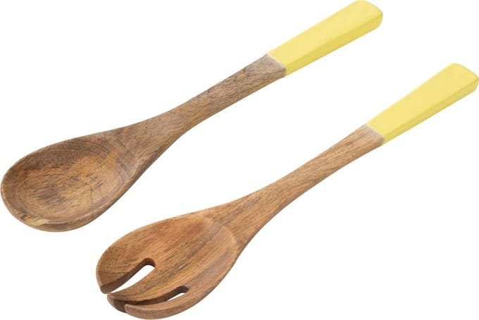 J-Line slabestek - mangohout - geel/naturel - 2 stuks