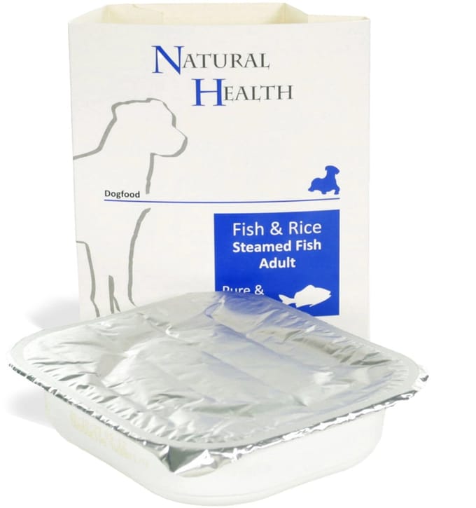 Natural Health Dog Steamed P&S Fish & Rice omdoos 7x 395 gram