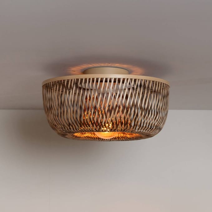 GOOD & MOJO plafondlamp Barbados, bruin, Ø 35 cm, bamboe E27