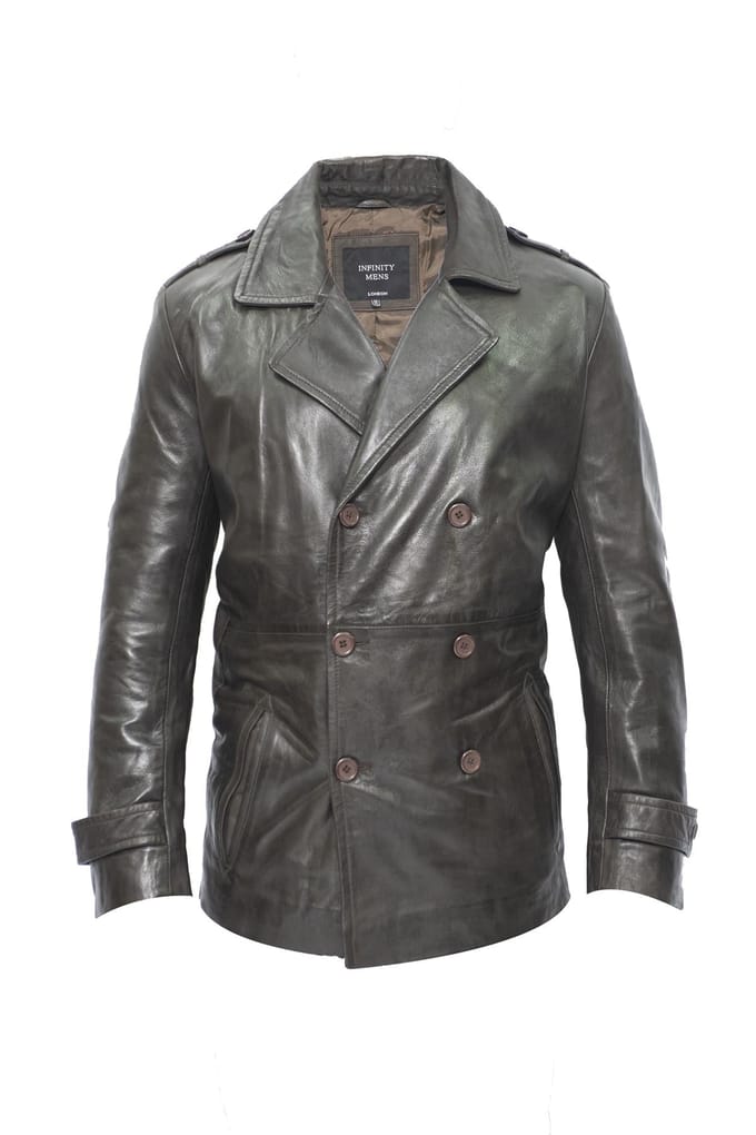Heren lederen peacoat-Amara
