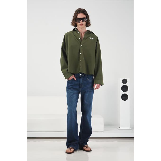 Overmaatse Geknoopte Langemouwen Blouse met Borduursel