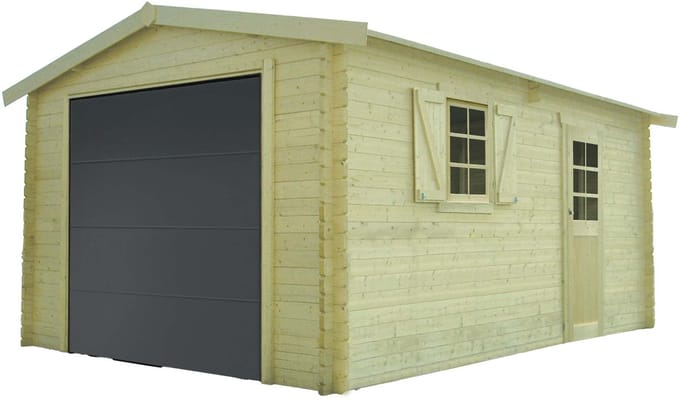 Solid Superia Traditional Wood Garage - Geïmpregneerd Hout - Sectionale Poort - 358x508x281,5cm