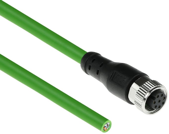ACT Industrial 5,00 meter Sensor kabel M12A 8-polig female naar open end, Ultraflex TPE kabel, afgeschermd