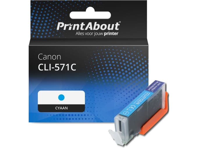 PrintAbout huismerk Inktcartridge CLI-571C Cyaan Geschikt voor Canon