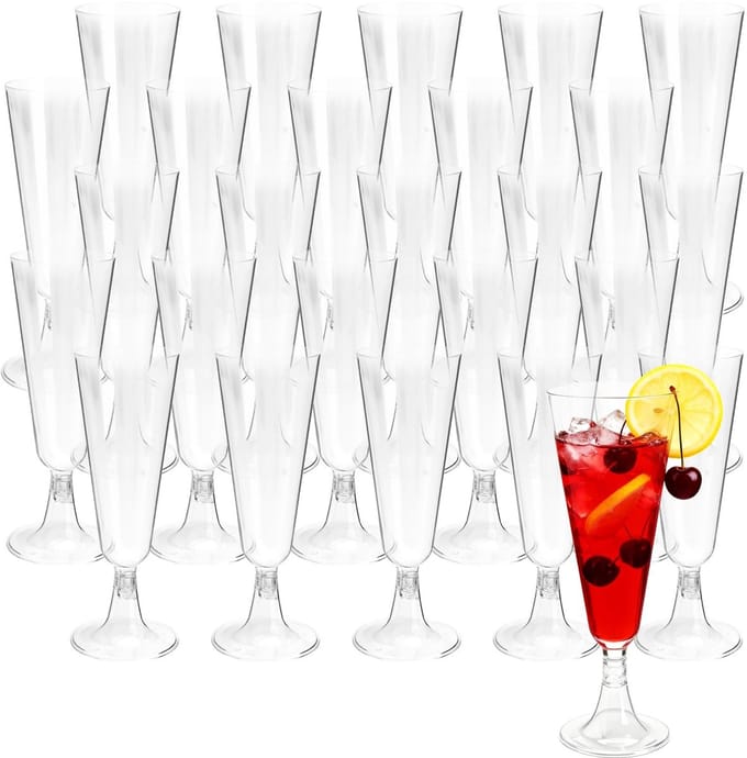 Cosensi - 25 Stuks Transparante Plastic Champagneglazen voor Feesten