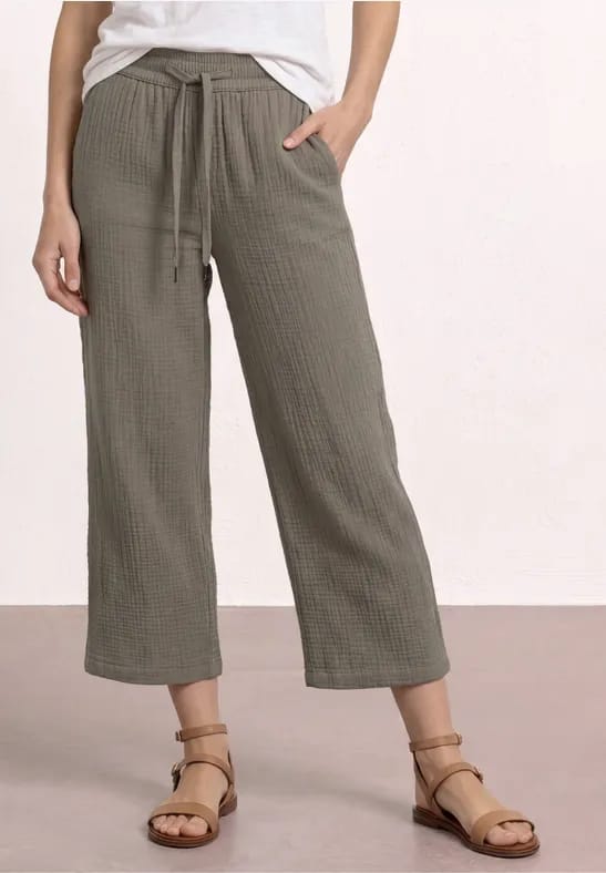 7/8 Wide Legs mousseline broek in Loose Fit