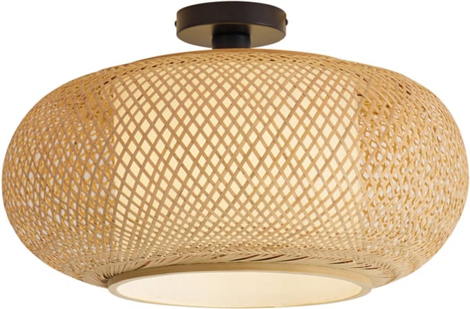QAZQA liva - Japandi Plafondlamp - 1 lichts - Ø 50 cm - Bruin - Woonkamer