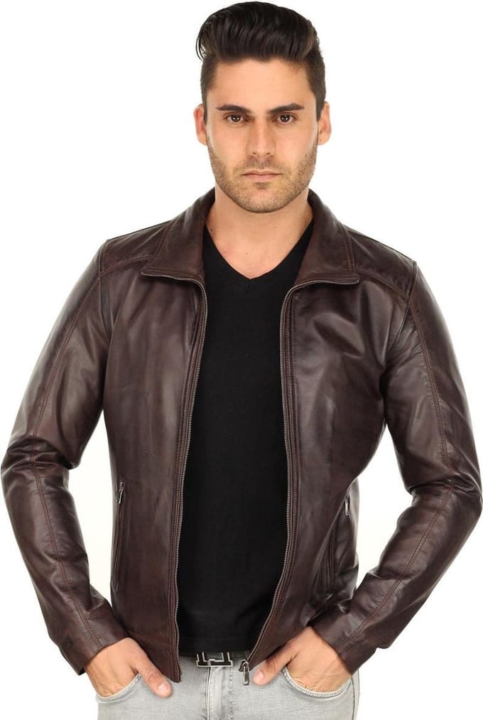 Versano Austin Leren Heren Jas Heren Jack 3XL - Bruin