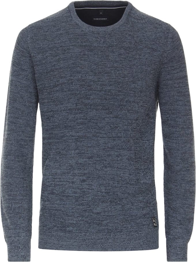 Casa Moda Nordic Expedition Trui Katoen Ronde Hals Blauw - M
