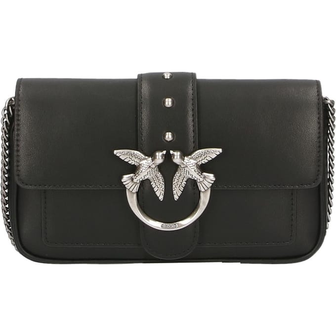 PINKO Schoudertas Love One Pocket C Black - Old Silver Zwart