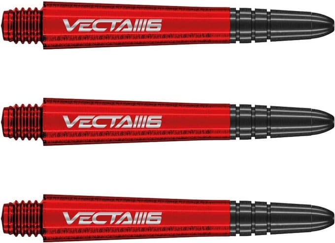 Professionele Dartschachten Polycarbonaat - Set van 3 in Rood & Zwart - Medium Lengte