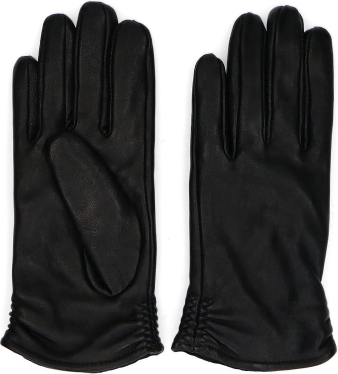Manfield - Dames - Zwarte leren handschoenen - Maat L