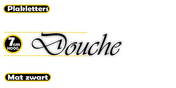 Jerma - Douche - deursticker - plakletters - 5 x 19 cm - zwart - zelfklevend - plasticfolie