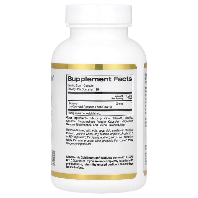 Ubiquinol (Gereduceerde Coq10), 100Mg, 120 Plantaardige Capsules