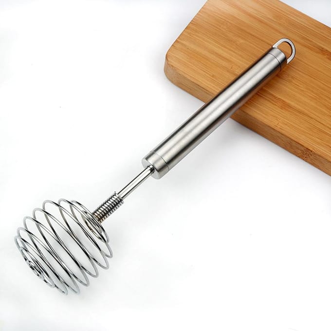 RVS Eierklopper Ronde Vormige Veer Melkblender Handheld Eierklopper zilver