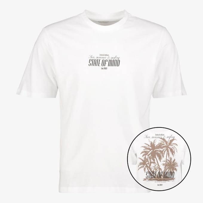 JJ REBEL heren T-shirt met backprint wit - Maat S