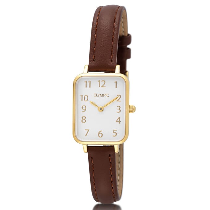Olympic OL66DDL008 TILLY Horloge - Double - Leer - Arabisch