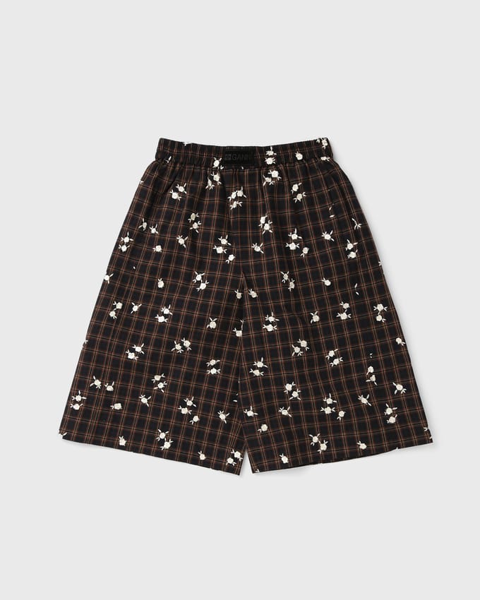 Yarn Dyed Check Flower Shorts