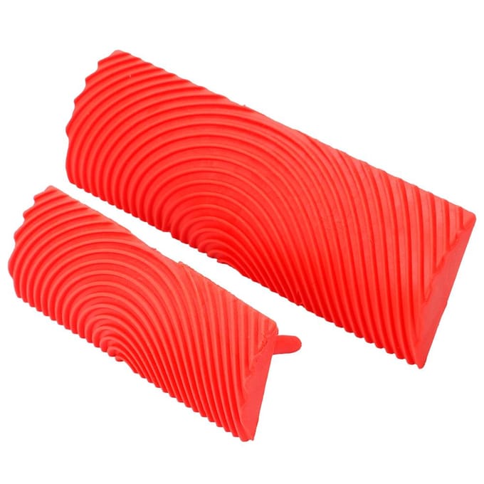 2-delige Set Rubberen Cilinder Houtnerf Effect Kwasten Schildergereedschap DIY Muurdecoratie red