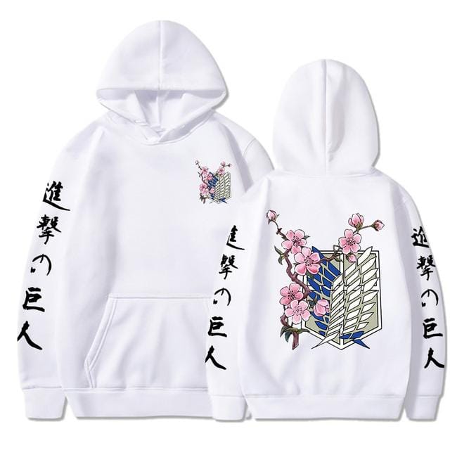 Sweat-shirt à capuche pour hommes, dessin animé japonais, attaque sur Titan, pull unisexe M blanc