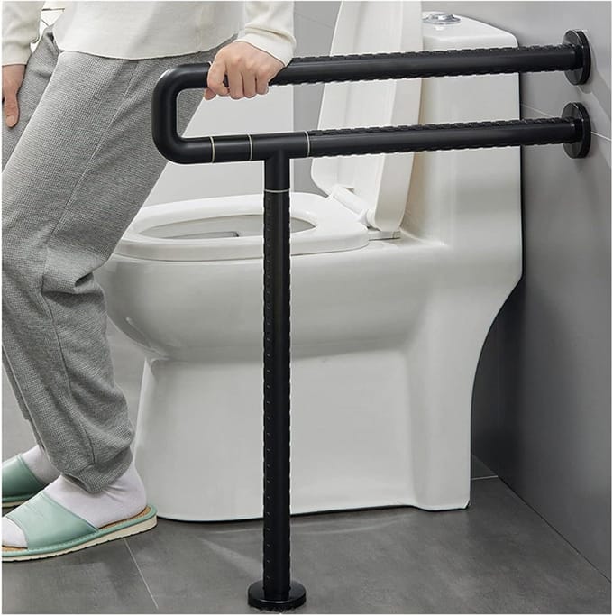 Toiletbeugel - Veiligheidsleuning Badkamer - Veiligheid Thuis - Ergonomisch Ontwerp - 60 cm - Zwart