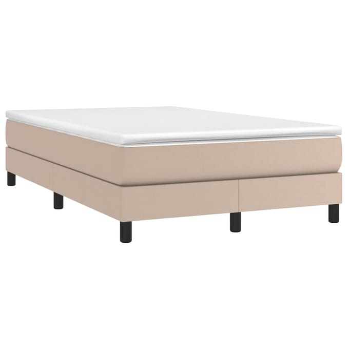 vidaXL - Boxspring - met - matras - kunstleer - cappuccinokleurig - 120x200 - cm