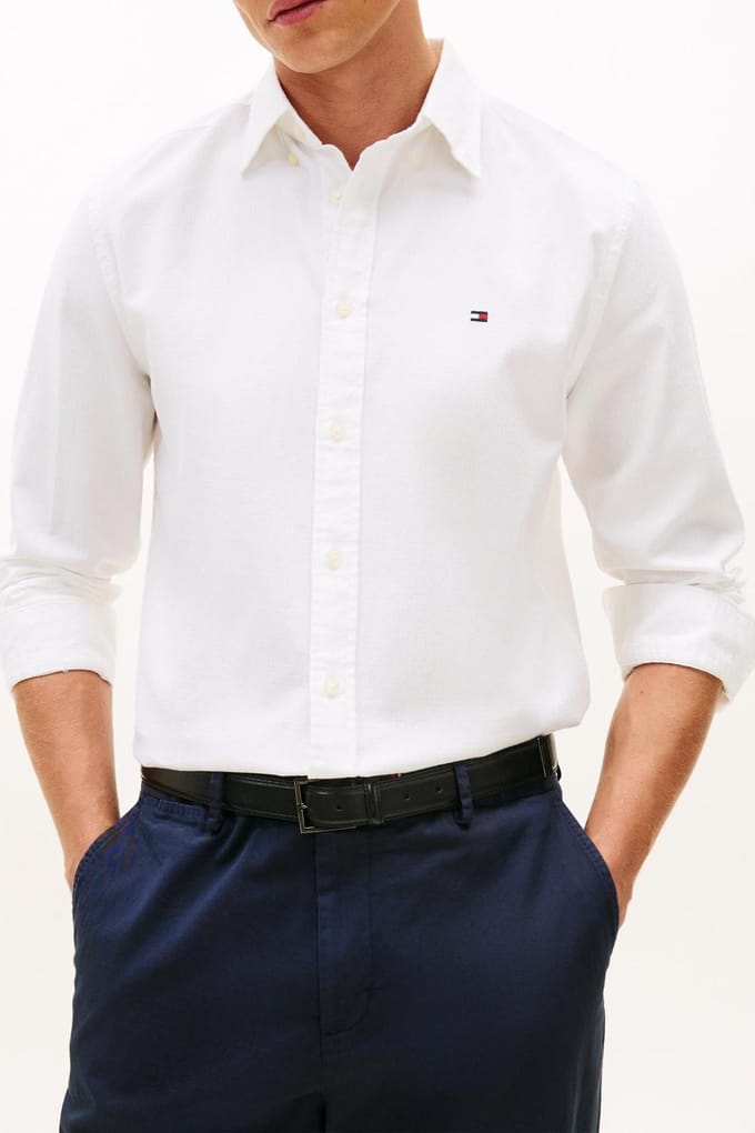 Tommy Hilfiger Flex Dobby Sf Shirt White Größe: XL | Business hemden Outlet | Herren | Weiß