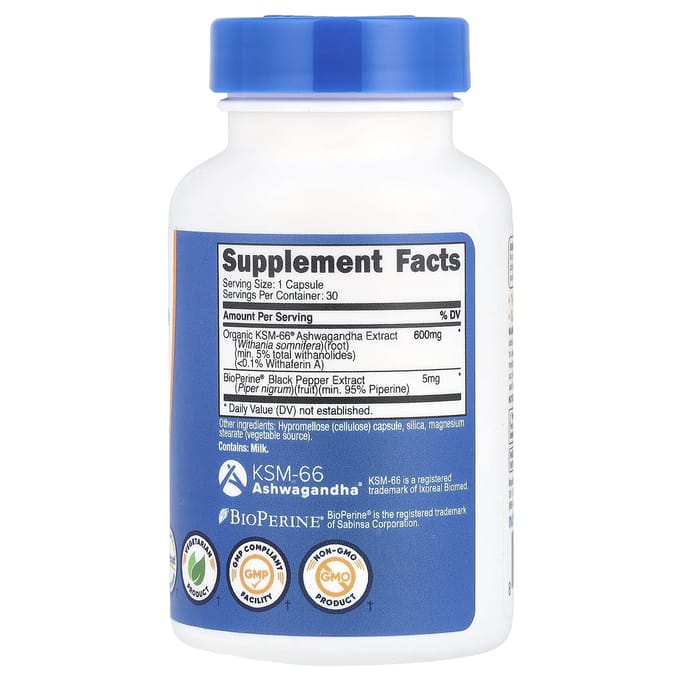 Nutricost, KSM-66, extrait de racine d'ashwagandha, 600mg, 30 capsules
