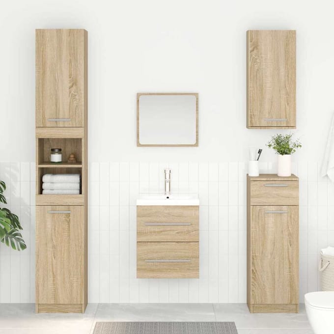 vidaXL - Wastafelkast - Sonoma - Eik - 38,5 - x - 41 - x - 48 - cm - Bewerkt - hout