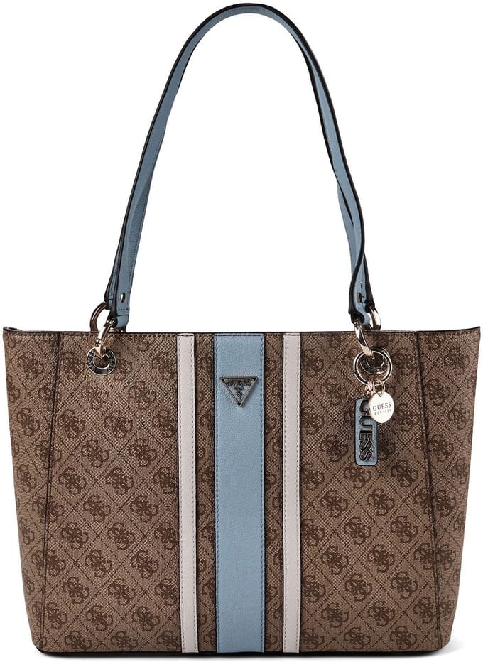GUESS schoudertas Noelle II Tote Latte Logo / Light Blue Lichtbruin