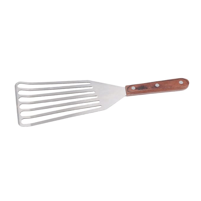 Visspatel RVS voor Koken met Houten Handvat Multifunctionele Barbecue Draaier L L white