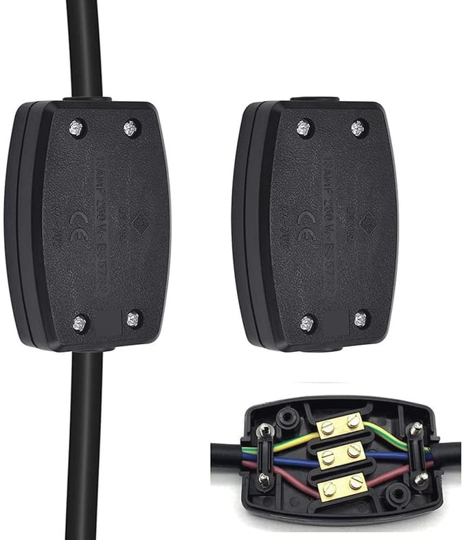 3 Terminal Elektrische Aansluitdoos Verdeeldoos - 13A 250V Zwart voor Verlichting en Bedrading