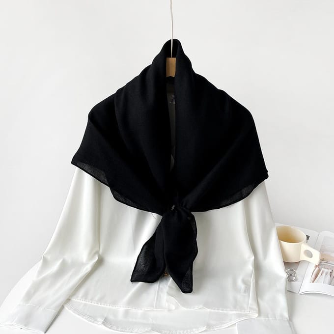 Écharpe d'été 90 cm en coton et lin de couleur unie, écharpe de plage pour femmes, châle écharpe polyvalente 90*90cm gray