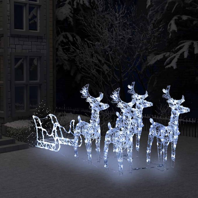 vidaXL - Kerstdecoratie - rendieren - en - slee - 280x28x55 - cm - acryl