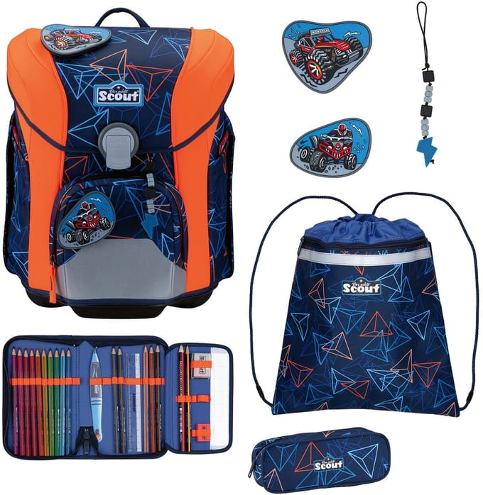 Scout schooltas Basic Micro Set 4-delig Offroad donkerblauw