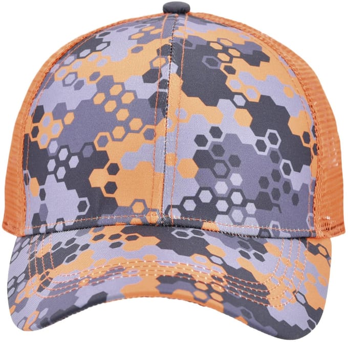 Herman casquette baseball camouflée pixel orange/gris avec mesh orange taille unique réglable