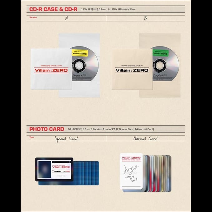 DRIPPIN [Vilain] : ZERO] 2ème Album Single Random ver.,No poster beige