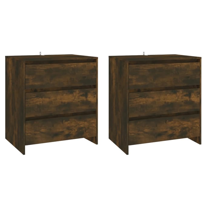 vidaXL - 3 - st - Dressoirs - bewerkt - hout - gerookt - eikenkleurig