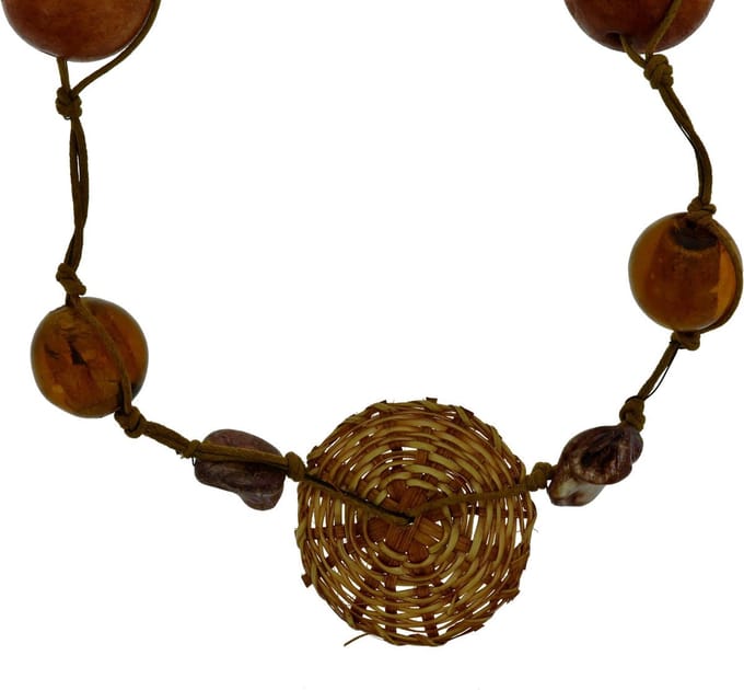 Behave - Lange bruine ketting met kralen 124cm