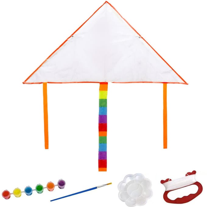 Blanke Driehoeksvlieger DIY Kinderen Doodle Kleurplaat Vlieger Buiten Vlieger Maakpakket voor white