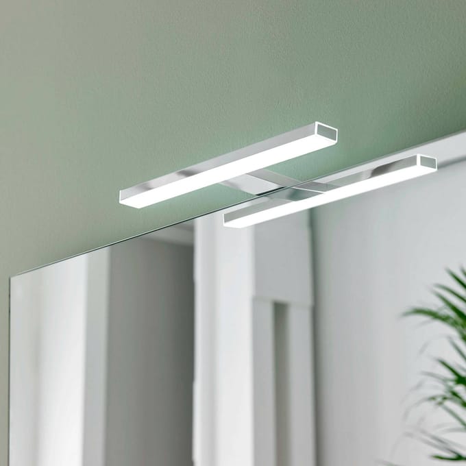 Ebir Esther 2 LED spiegellamp, chroom, 28 cm