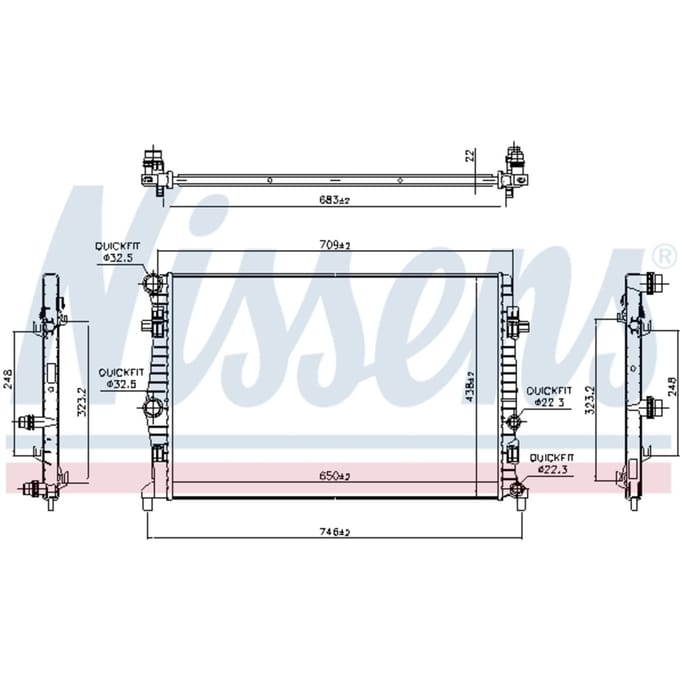 Radiator, motorkoeling NISSENS 606218
