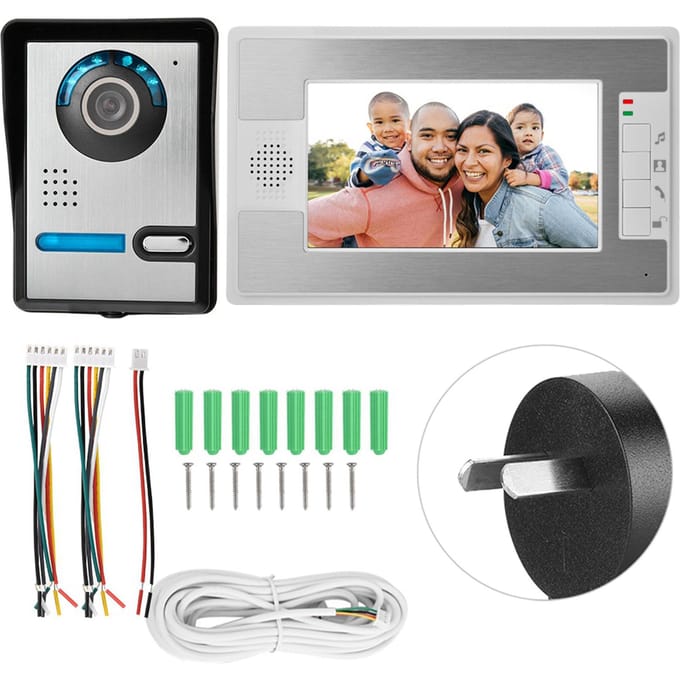 7 inch Bekabeld Kleurenscherm Infrarood Nachtzicht Waterdicht Visueel Intercom Deurbel Kit