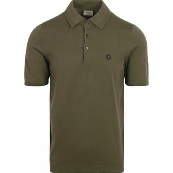 No Excess Pullover Short Sleeve Polo Button Solid Dark Moss Größe: XXL | Poloshirts Outlet | Herren