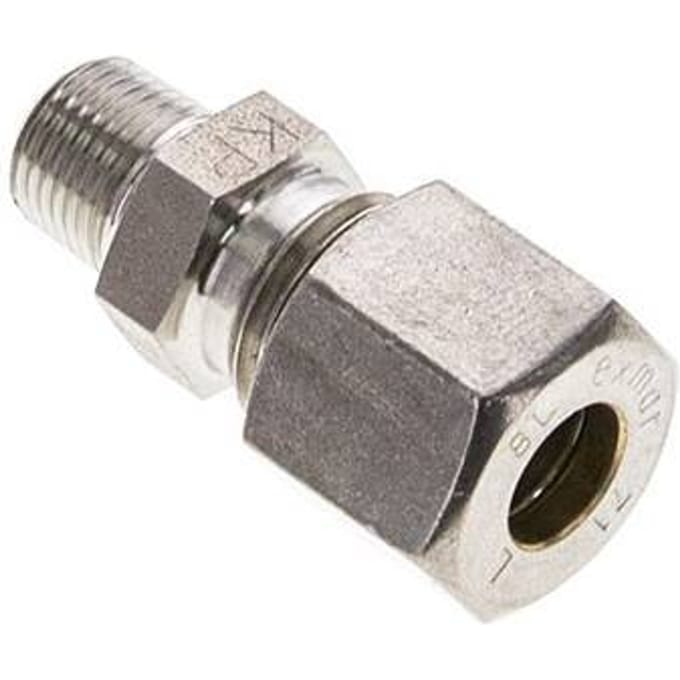 1/8'' NPT Buitendraad x 8L RVS Rechte Knelfitting 315 Bar DIN 2353 - FL2S-MO-ST-018N-08-L
